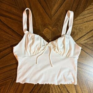 White Cropped Lettuce-Edge SHEIN plus Tank Top 1XL